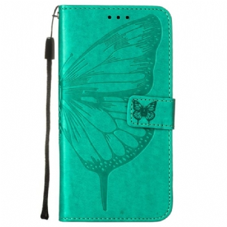 Capa Flip Para Xiaomi Redmi 10 Design De Borboleta Com Cordão