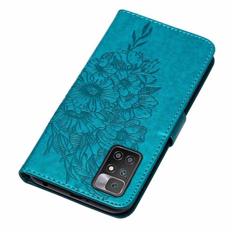 Capa Flip Para Xiaomi Redmi 10 Design De Borboleta Com Cordão