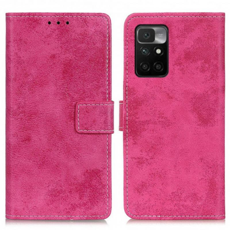 Capa Flip Para Xiaomi Redmi 10 Efeito Couro Vintage