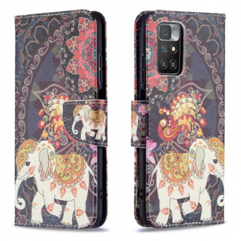 Capa Flip Para Xiaomi Redmi 10 Elefantes Indianos