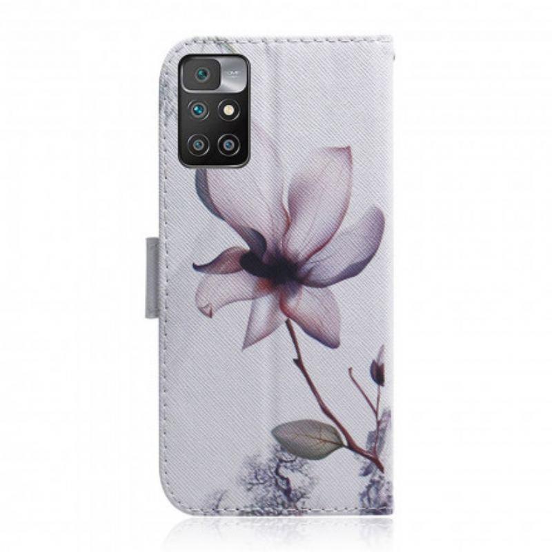 Capa Flip Para Xiaomi Redmi 10 Flor Rosa Empoeirado