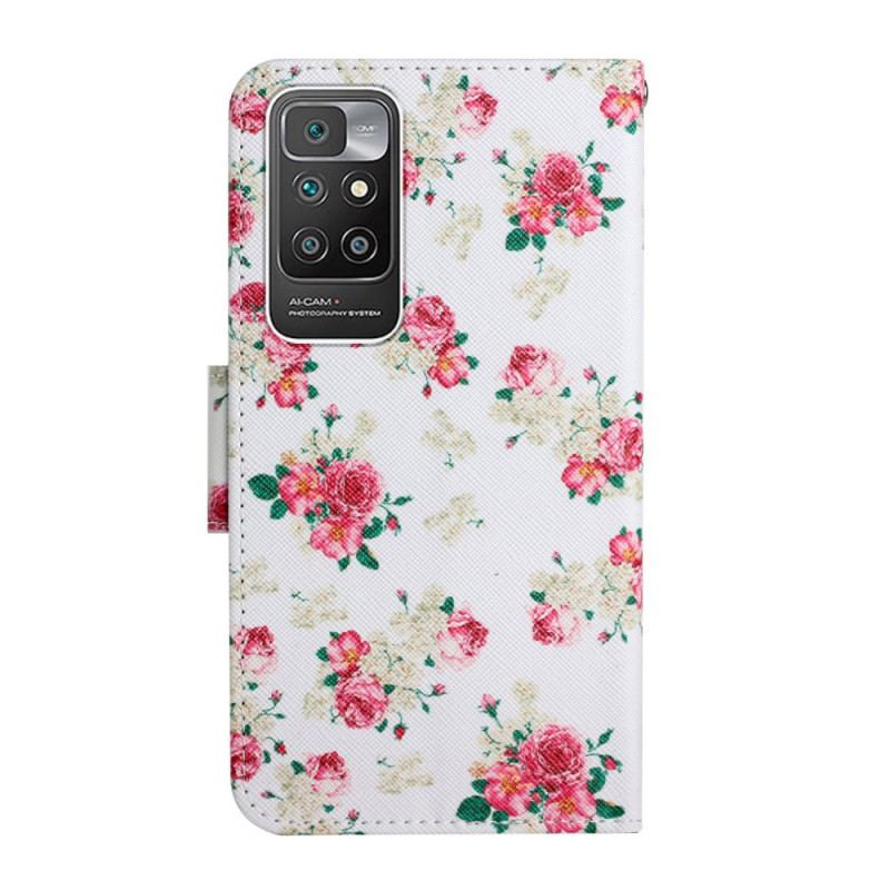 Capa Flip Para Xiaomi Redmi 10 Flores Reais Da Liberdade