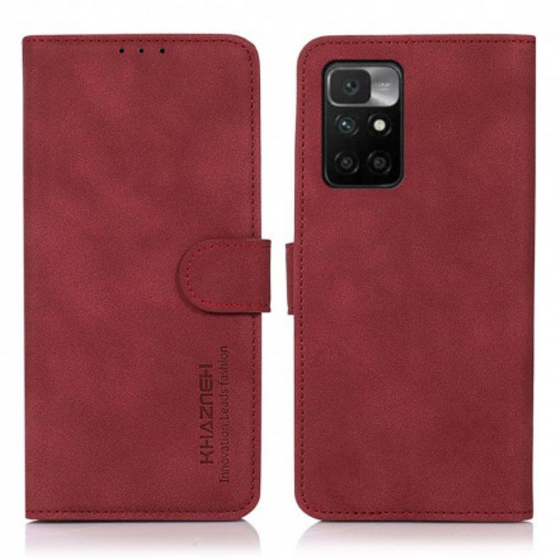 Capa Flip Para Xiaomi Redmi 10 Khazneh Textura Efeito Couro