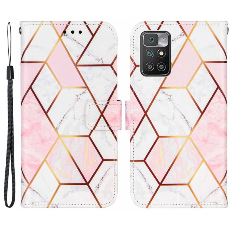 Capa Flip Para Xiaomi Redmi 10 Mármore Geométrico