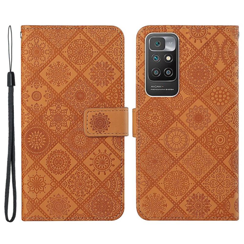 Capa Flip Para Xiaomi Redmi 10 Padrão De Tapeçaria