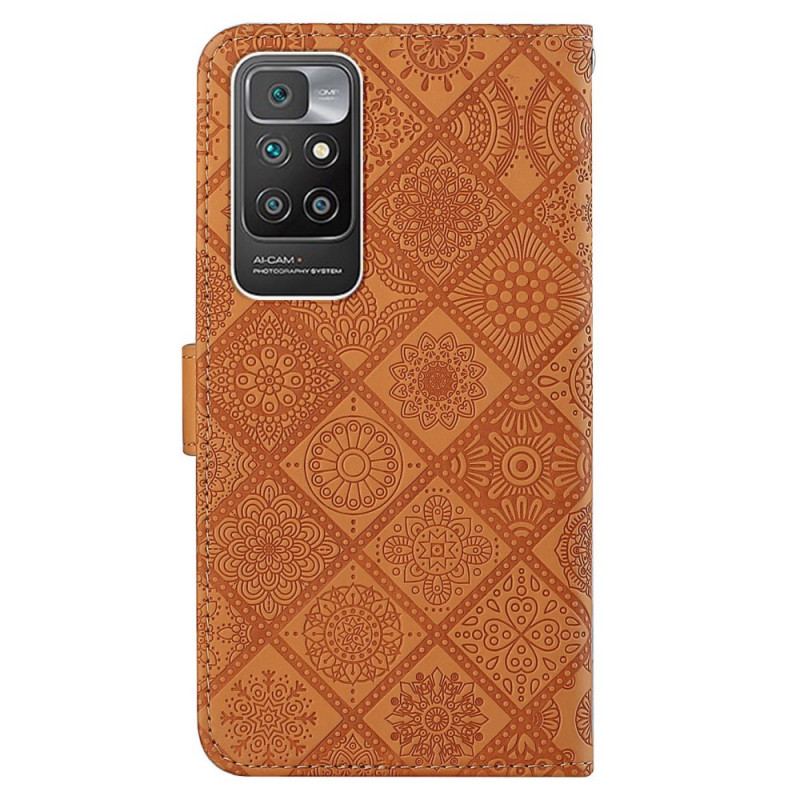 Capa Flip Para Xiaomi Redmi 10 Padrão De Tapeçaria