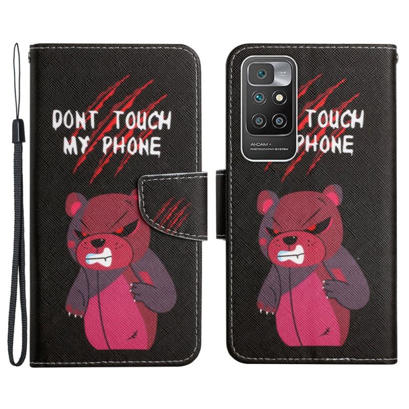 Capa Flip Para Xiaomi Redmi 10 Urso Não Toque No Meu Telefone