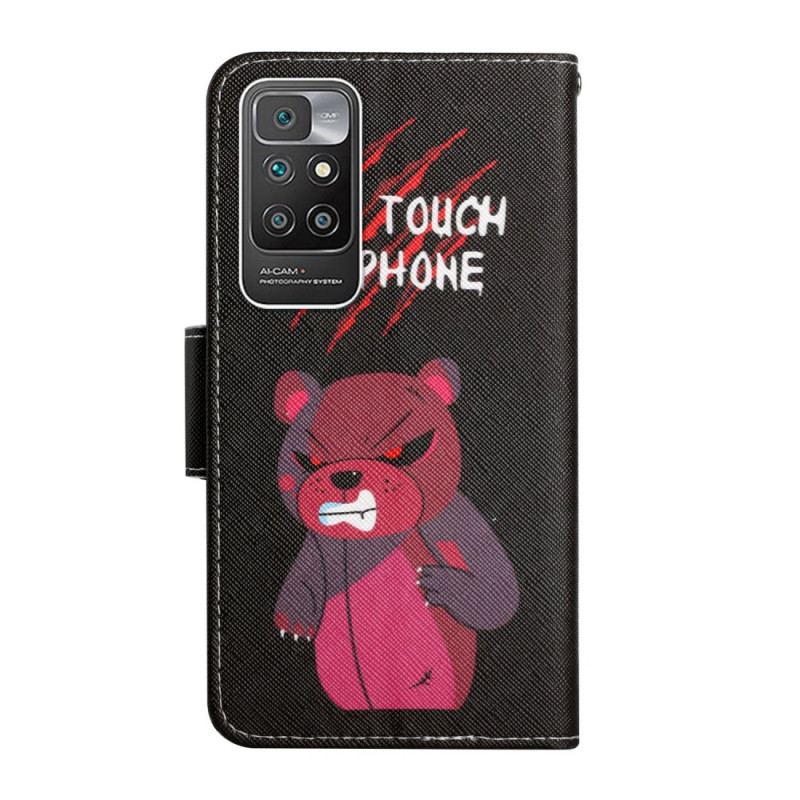 Capa Flip Para Xiaomi Redmi 10 Urso Não Toque No Meu Telefone