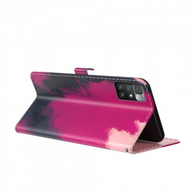 Capa Folio Para Xiaomi Redmi 10 Aquarela