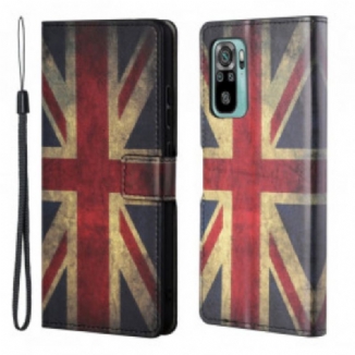 Capa Folio Para Xiaomi Redmi 10 De Cordão Bandeira Da Inglaterra Com Cordão