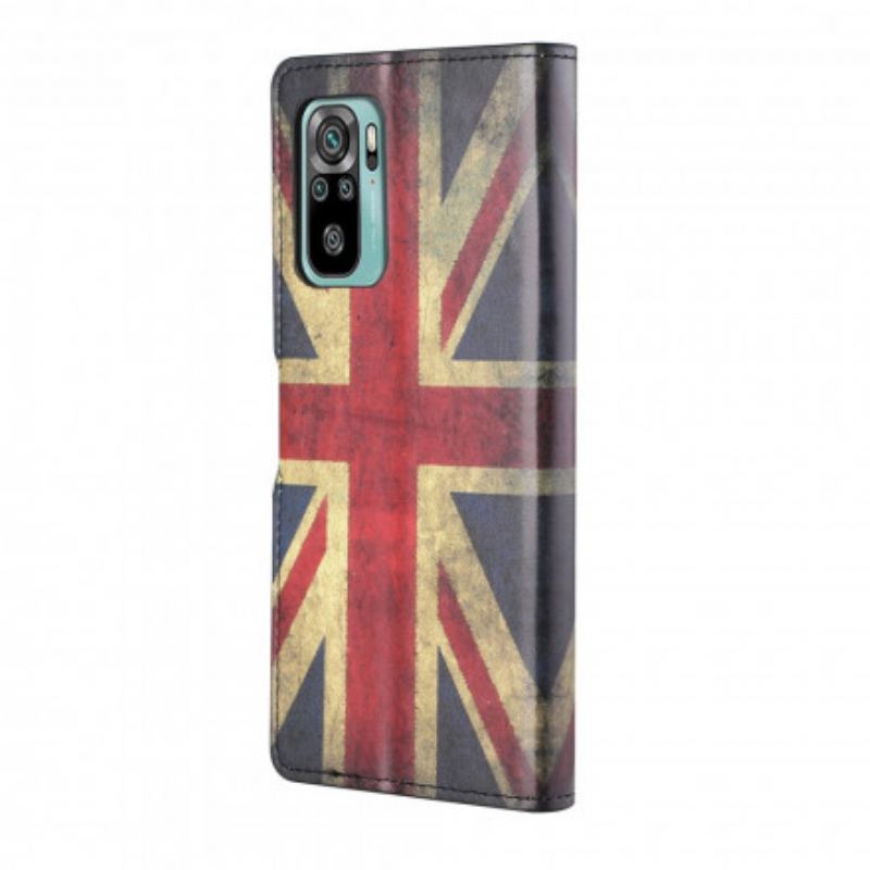 Capa Folio Para Xiaomi Redmi 10 De Cordão Bandeira Da Inglaterra Com Cordão