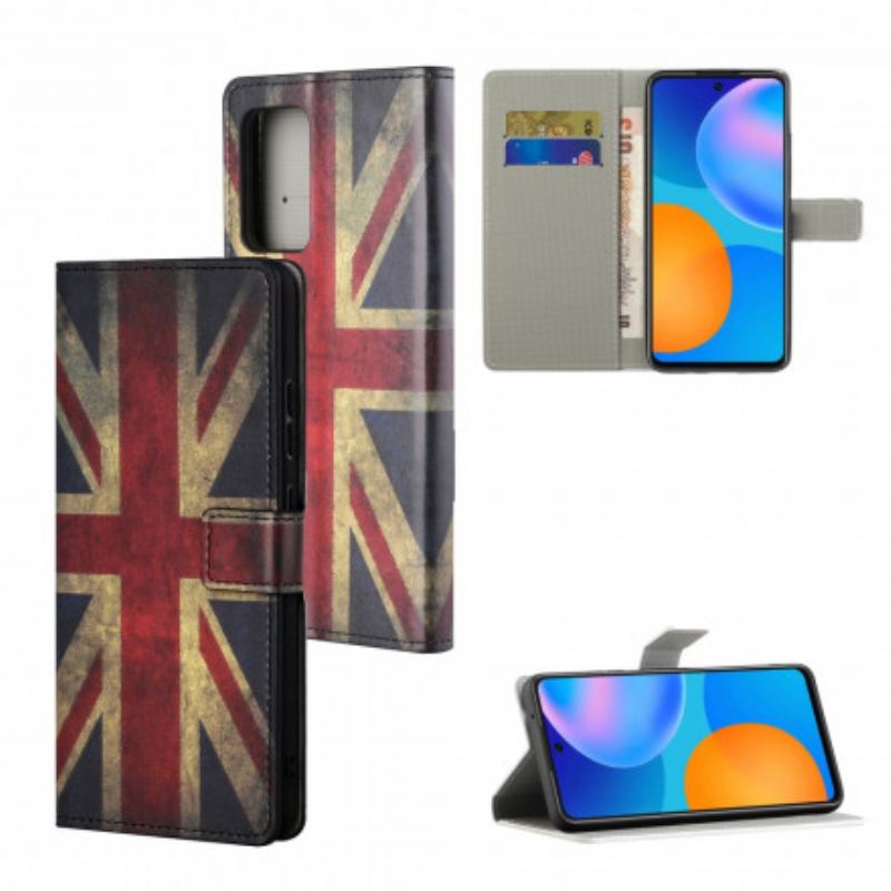 Capa Folio Para Xiaomi Redmi 10 De Cordão Bandeira Da Inglaterra Com Cordão