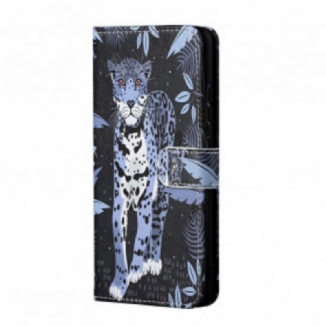 Capa Folio Para Xiaomi Redmi 10 De Cordão Leopardo Strappy