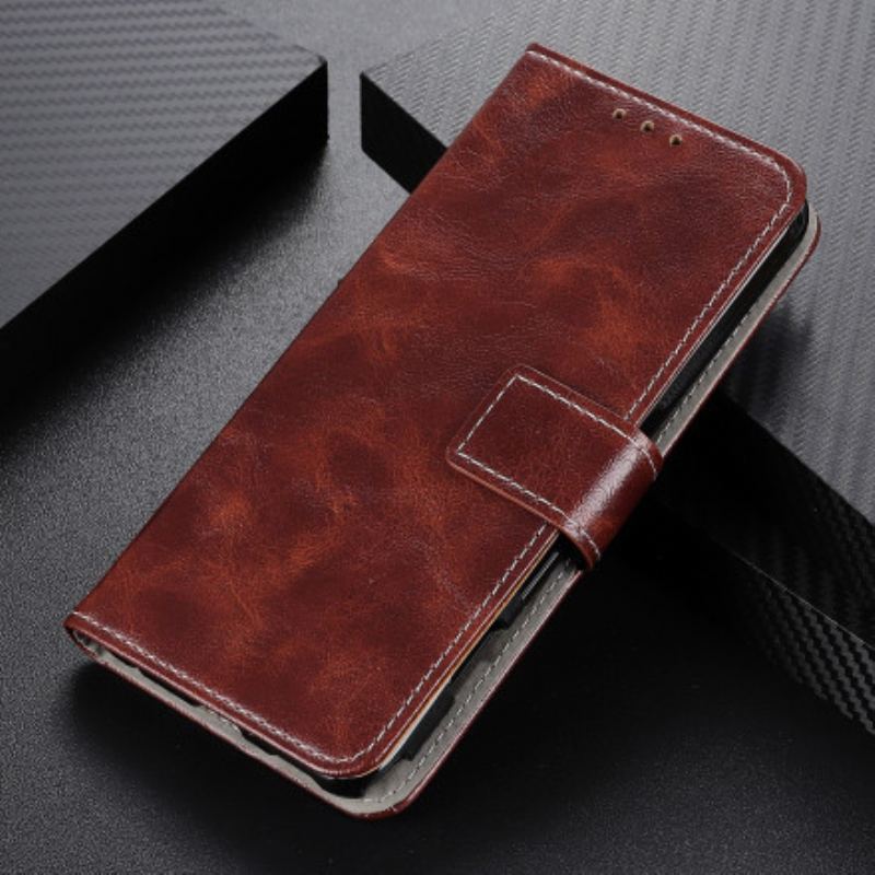 Capa Folio Para Xiaomi Redmi 10 Costuras Brilhantes E Expostas