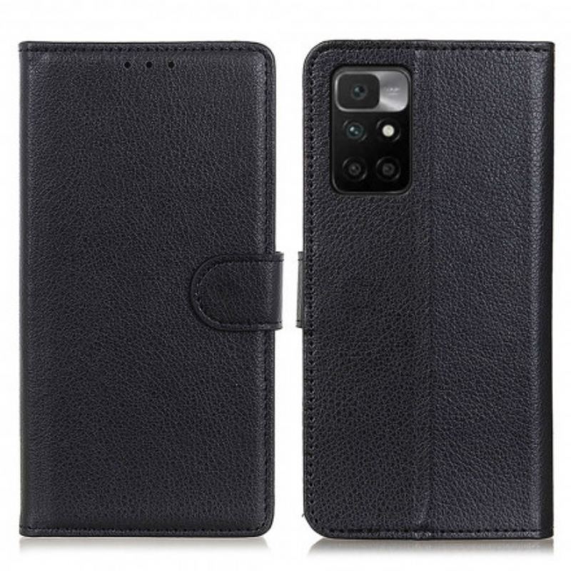 Capa Folio Para Xiaomi Redmi 10 Couro Falso Tradicional