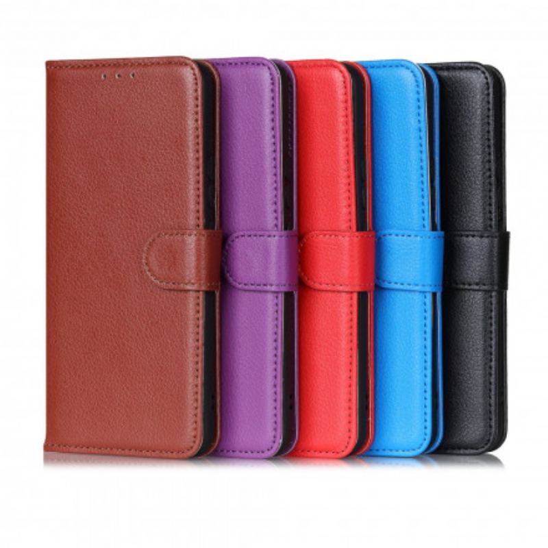 Capa Folio Para Xiaomi Redmi 10 Couro Falso Tradicional