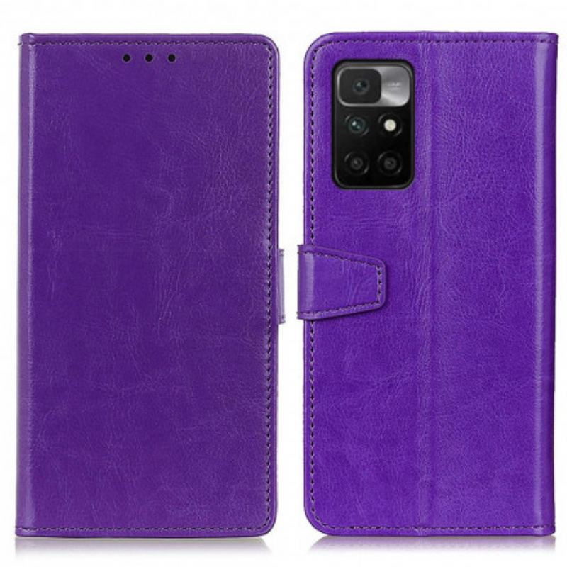 Capa Folio Para Xiaomi Redmi 10 Efeito Couro Brilhante Simples