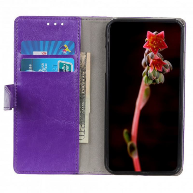 Capa Folio Para Xiaomi Redmi 10 Efeito Couro Brilhante Simples