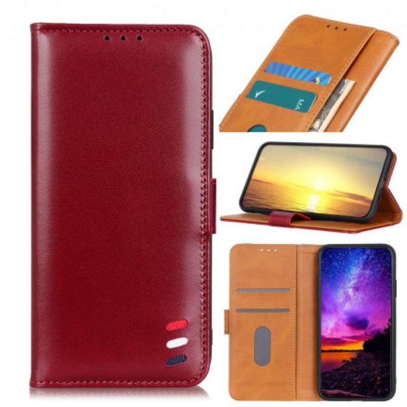 Capa Folio Para Xiaomi Redmi 10 Efeito Couro Tricolor