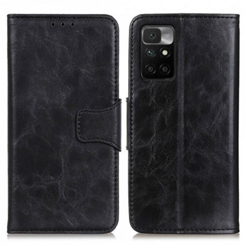 Capa Folio Para Xiaomi Redmi 10 Fecho Reversível De Couro Rachado