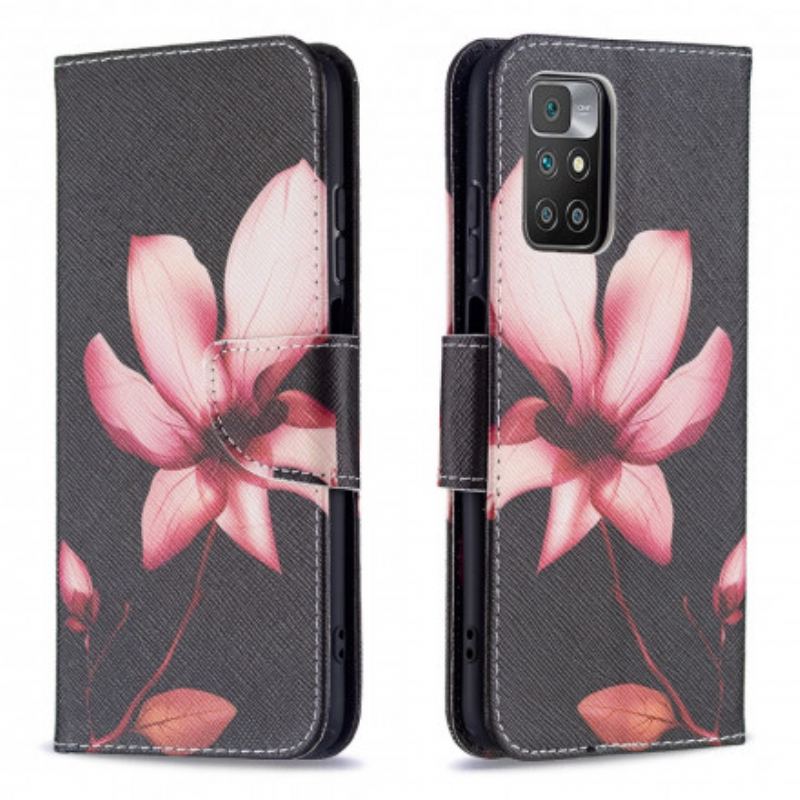 Capa Folio Para Xiaomi Redmi 10 Flor Rosa