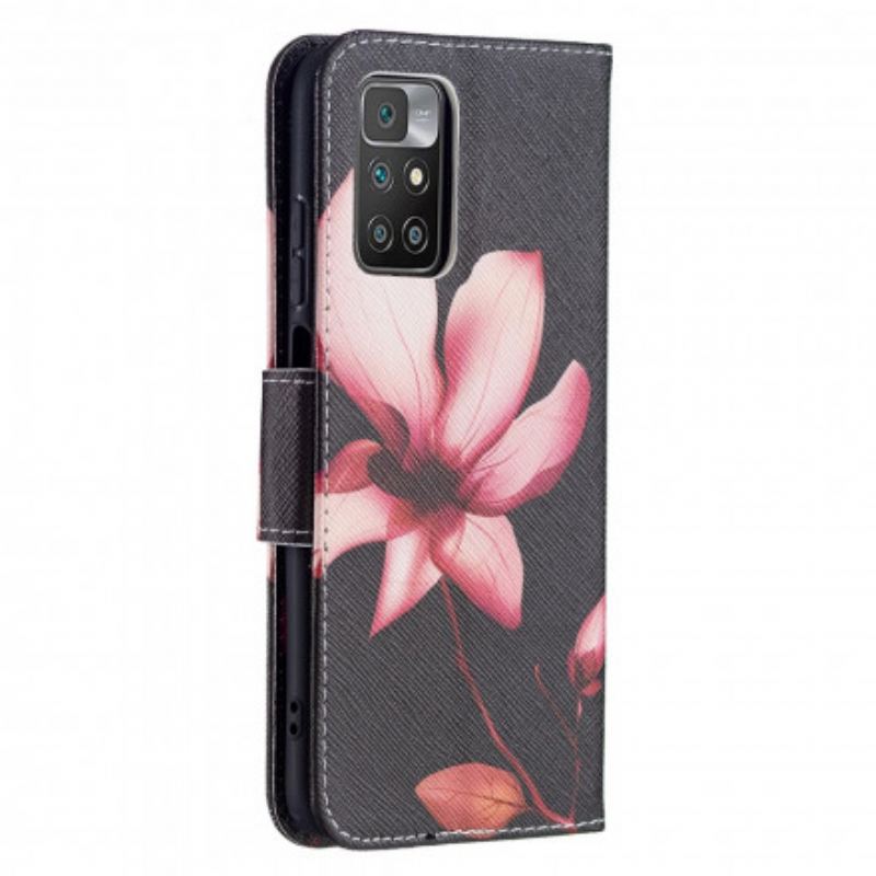 Capa Folio Para Xiaomi Redmi 10 Flor Rosa