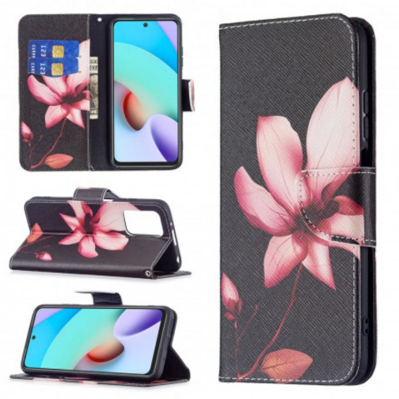 Capa Folio Para Xiaomi Redmi 10 Flor Rosa