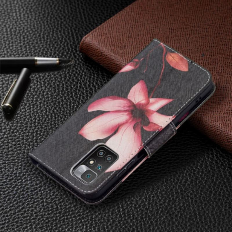 Capa Folio Para Xiaomi Redmi 10 Flor Rosa