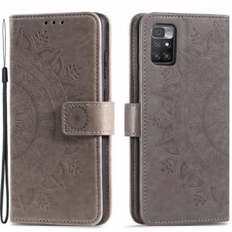 Capa Folio Para Xiaomi Redmi 10 Mandala Do Sol