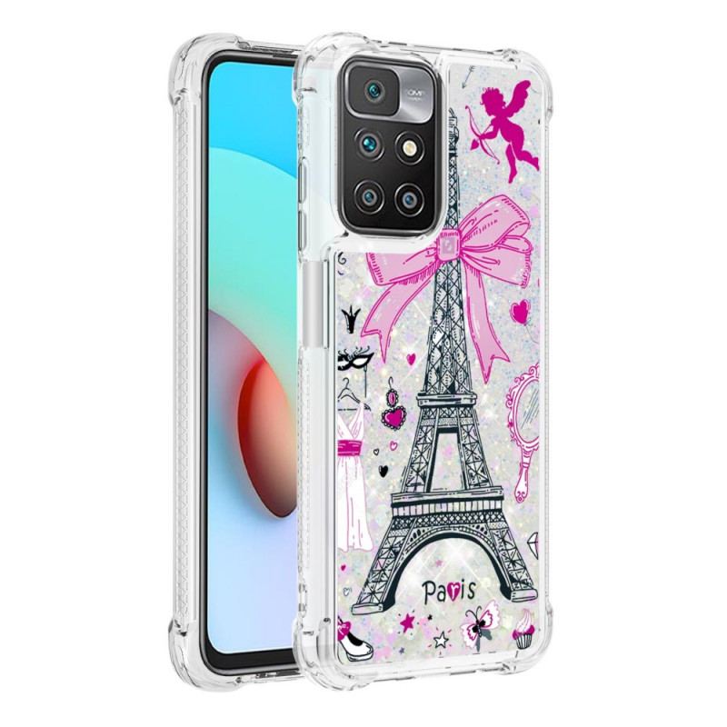 Capa Para Xiaomi Redmi 10 As Lantejoulas Da Torre Eiffel