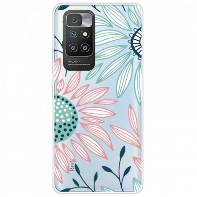 Capa Para Xiaomi Redmi 10 Uma Flor Transparente