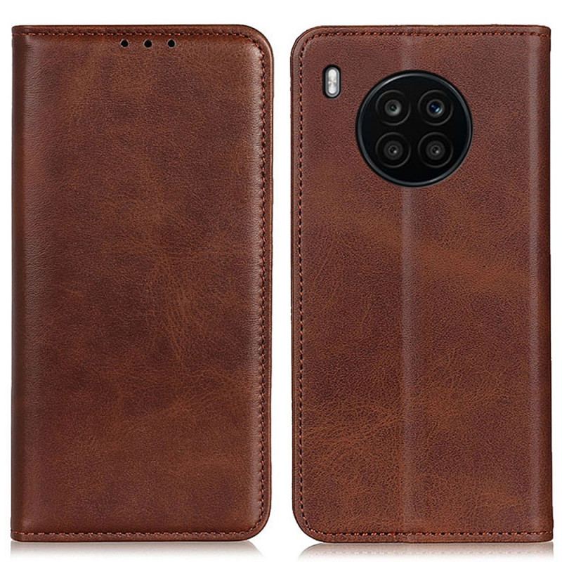 Capa De Celular Para Honor 50 Lite Flip Couro Rachado Elegância