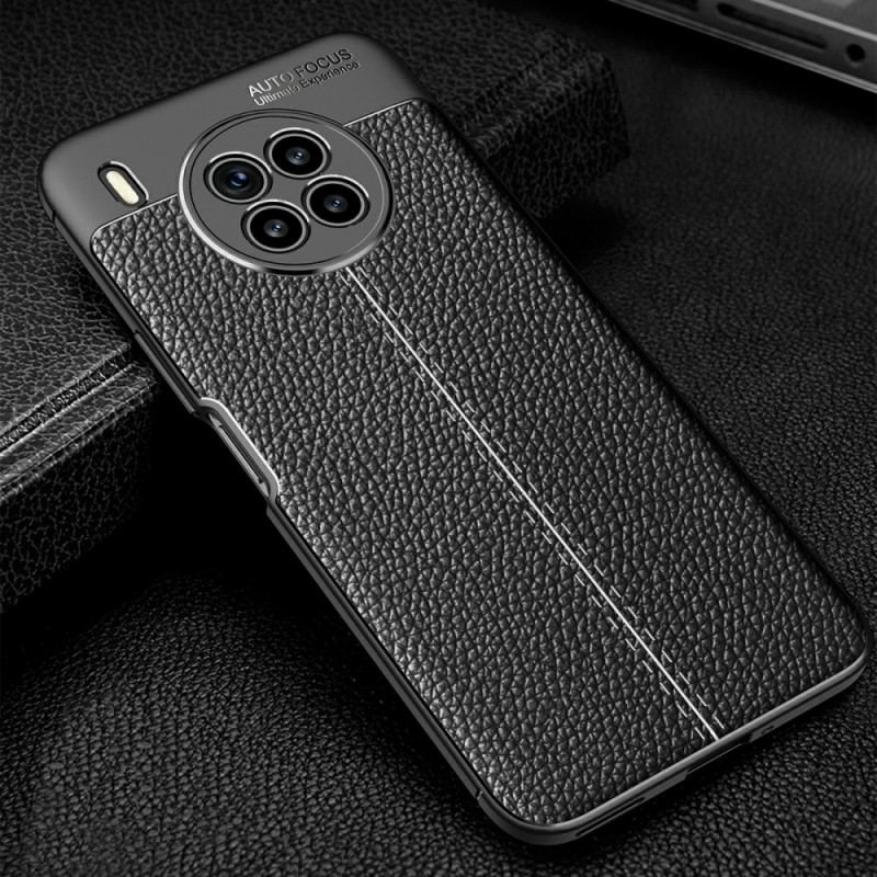 Capa De Celular Para Honor 50 Lite Linha Dupla Efeito Couro Litchi