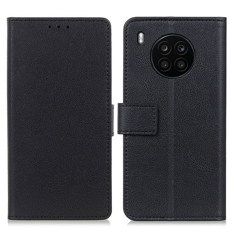 Capa Flip Para Honor 50 Lite Efeito Couro Brilhante Simples