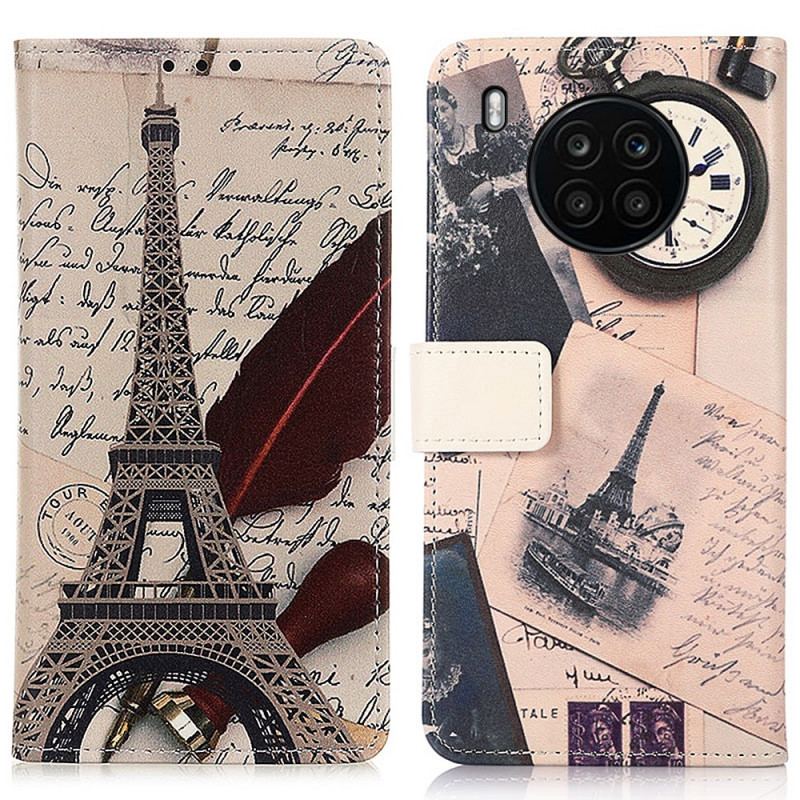 Capa Flip Para Honor 50 Lite Torre Eiffel Do Poeta