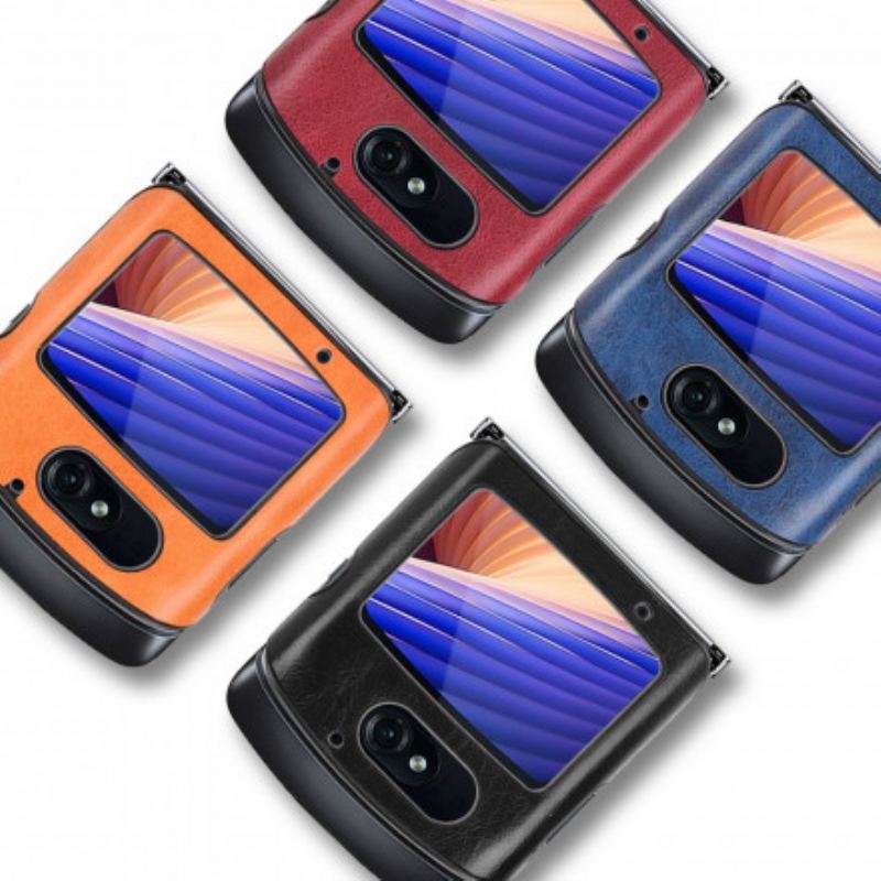 Capa Para Motorola Razr 5G Costura De Couro Falso