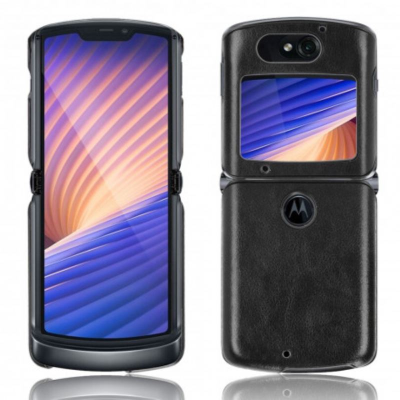 Capa Para Motorola Razr 5G Couro Sintético De Lichia