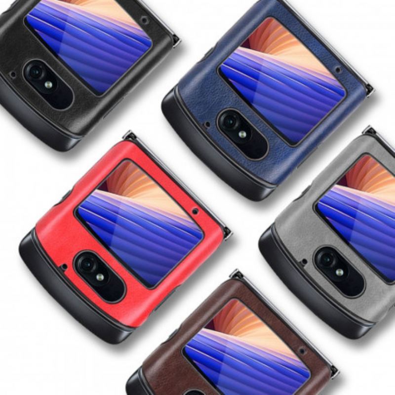 Capa Para Motorola Razr 5G Couro Sintético De Lichia