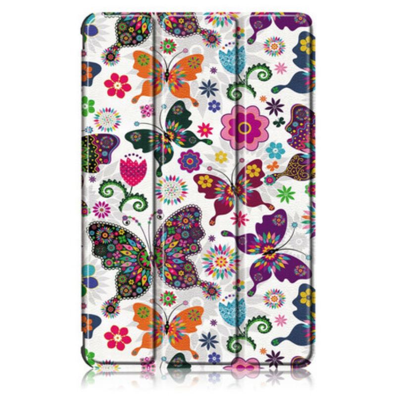 Capa De Celular Para Samsung Galaxy Tab S7 FE Borboletas E Flores Aprimoradas