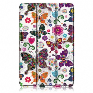 Capa De Celular Para Samsung Galaxy Tab S7 FE Borboletas E Flores Aprimoradas