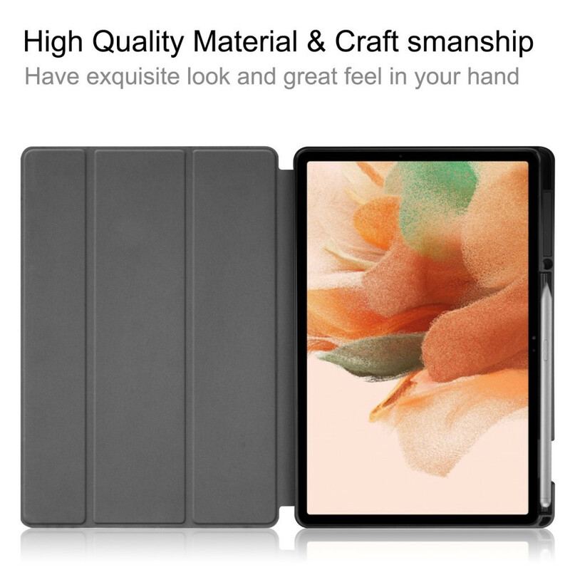 Capa De Celular Para Samsung Galaxy Tab S7 FE Porta Caneta Dobrável Em Três Partes