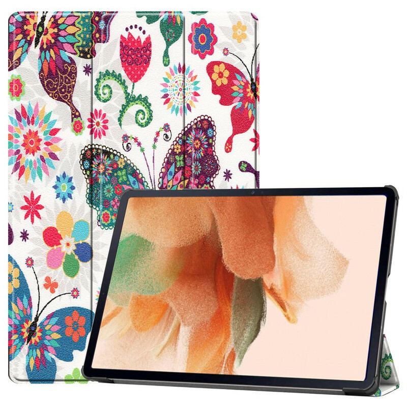 Capa De Celular Para Samsung Galaxy Tab S7 FE Porta Caneta Flor Vintage