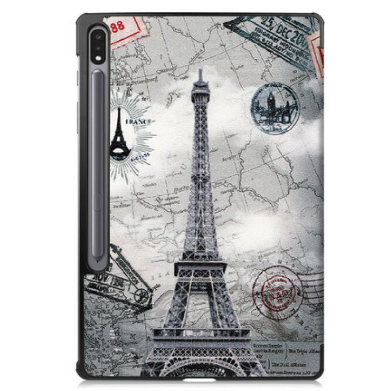 Capa De Celular Para Samsung Galaxy Tab S7 FE Suporte Para Caneta Torre Eiffel