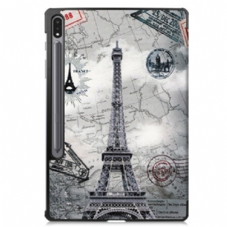 Capa De Celular Para Samsung Galaxy Tab S7 FE Suporte Para Caneta Torre Eiffel