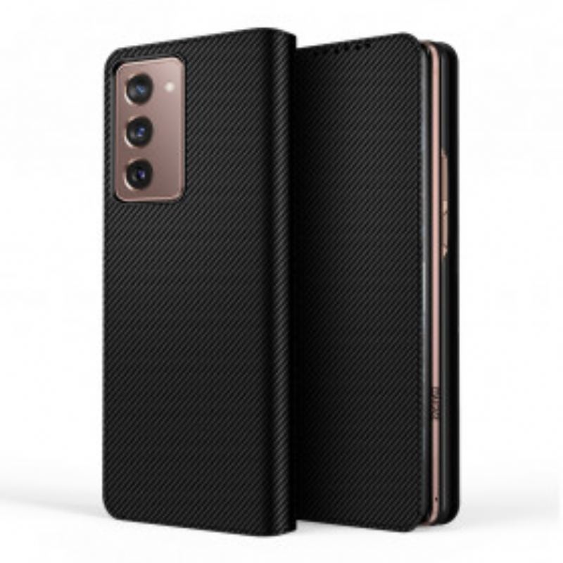 Capa De Celular Para Samsung Galaxy Z Fold 2 Flip Couro Genuíno Preto