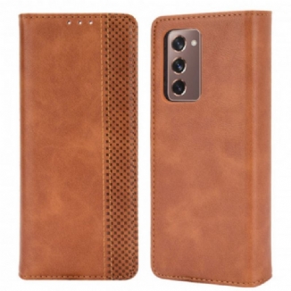 Capa De Celular Para Samsung Galaxy Z Fold 2 Flip Efeito Couro Estilizado