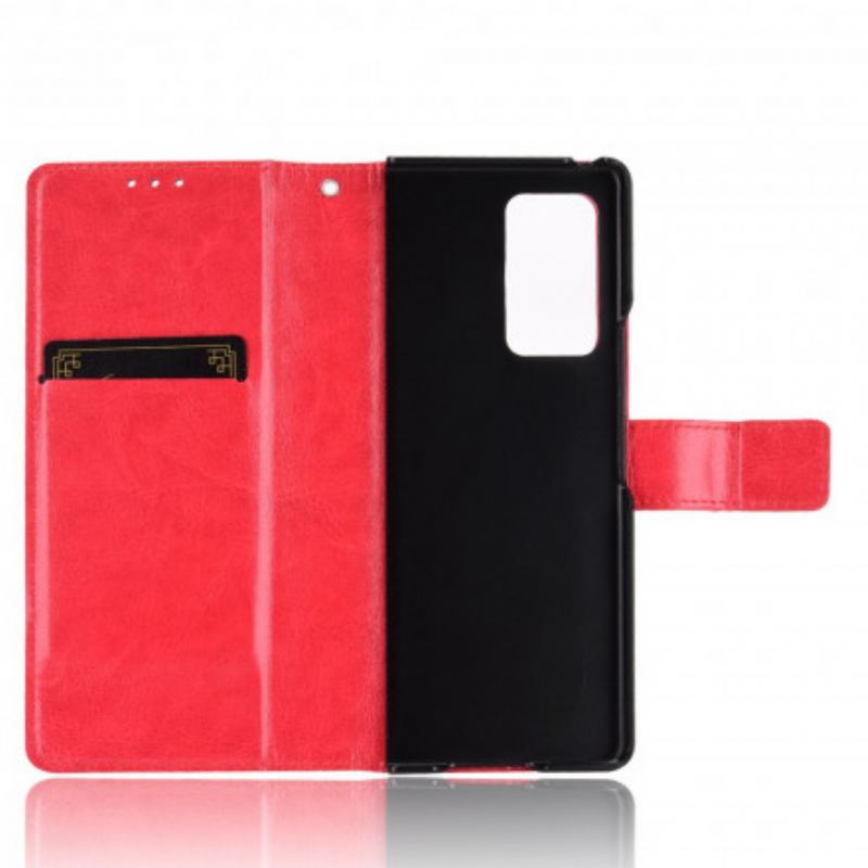 Capa De Couro Para Samsung Galaxy Z Fold 2 Couro Falso Chamativo