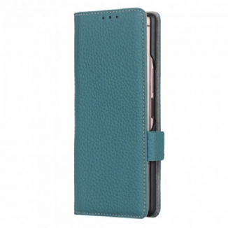 Capa De Couro Para Samsung Galaxy Z Fold 2 Couro Lichia Genuíno