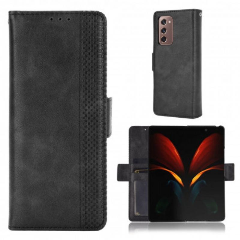 Capa Flip Para Samsung Galaxy Z Fold 2 Efeito Couro Estilizado