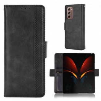 Capa Flip Para Samsung Galaxy Z Fold 2 Efeito Couro Estilizado